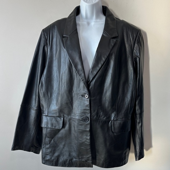 Genuine Leather Blazer Jacket By Jacklyn Smith Classics Size 26W - Picture 13 of 13